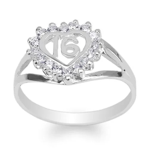 heart shaped silver ring