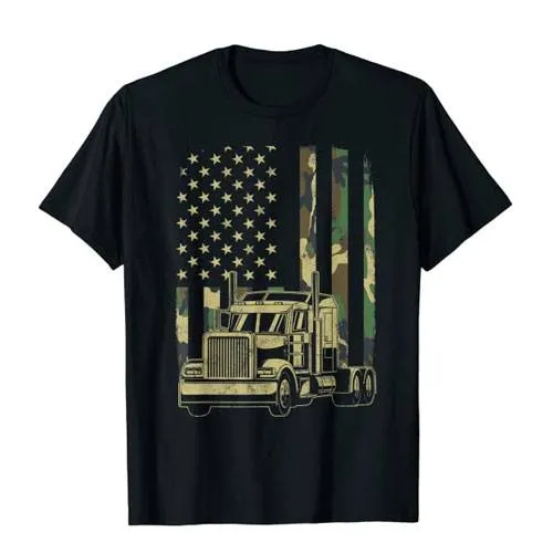 american flag trucker t-shirt