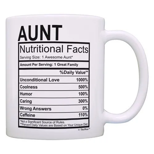 aunt nutritional facts mug