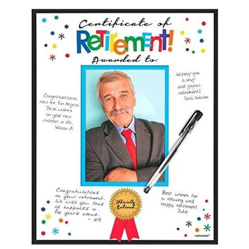 certificate of retirement card