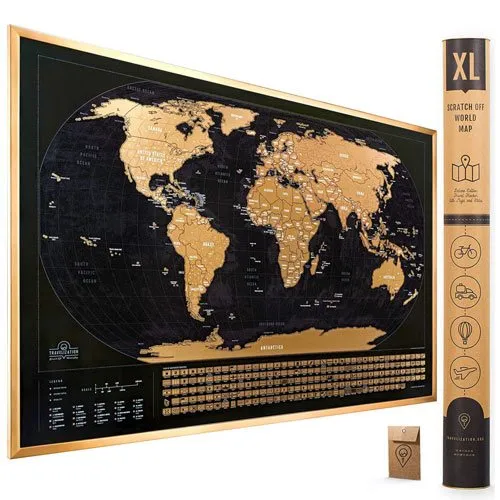 XL scratch off world map