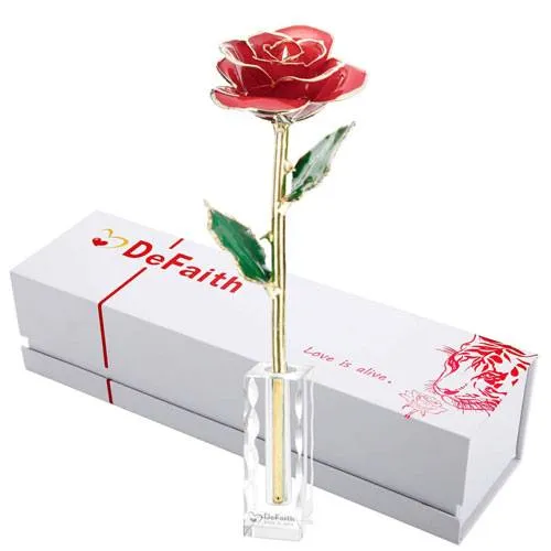 gold dipped rose present