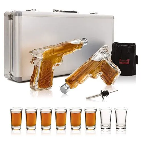 gun whiskey decanter set