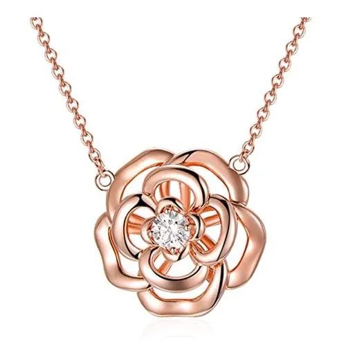 heart rose flower necklace