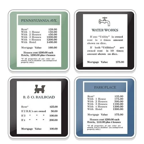 monopoly coaster set gift
