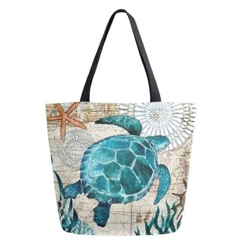 ocean turtle tote bag