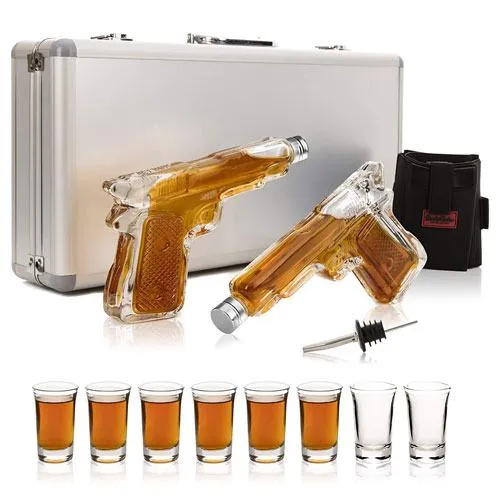 pistol decanters shot glasses gift