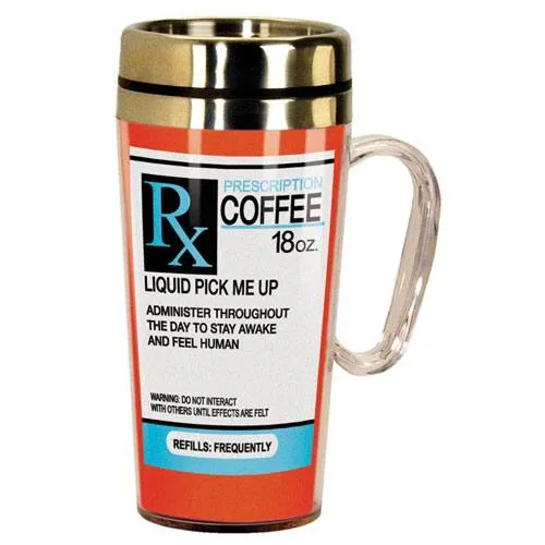 prescription coffee travel mug