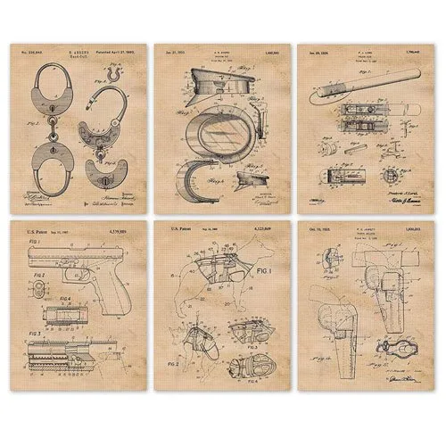 vintage police patent art prints